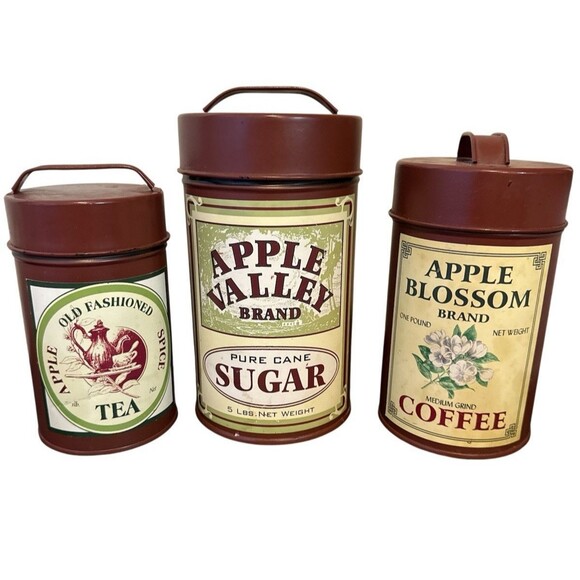 American Vintage / Retro Kitchen Canister Set of 3 Vintage Reproduction - Picture 2 of 6